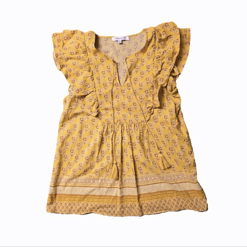 Rose + Olive Yellow Top